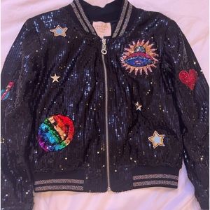 Black sequins jacket with patches